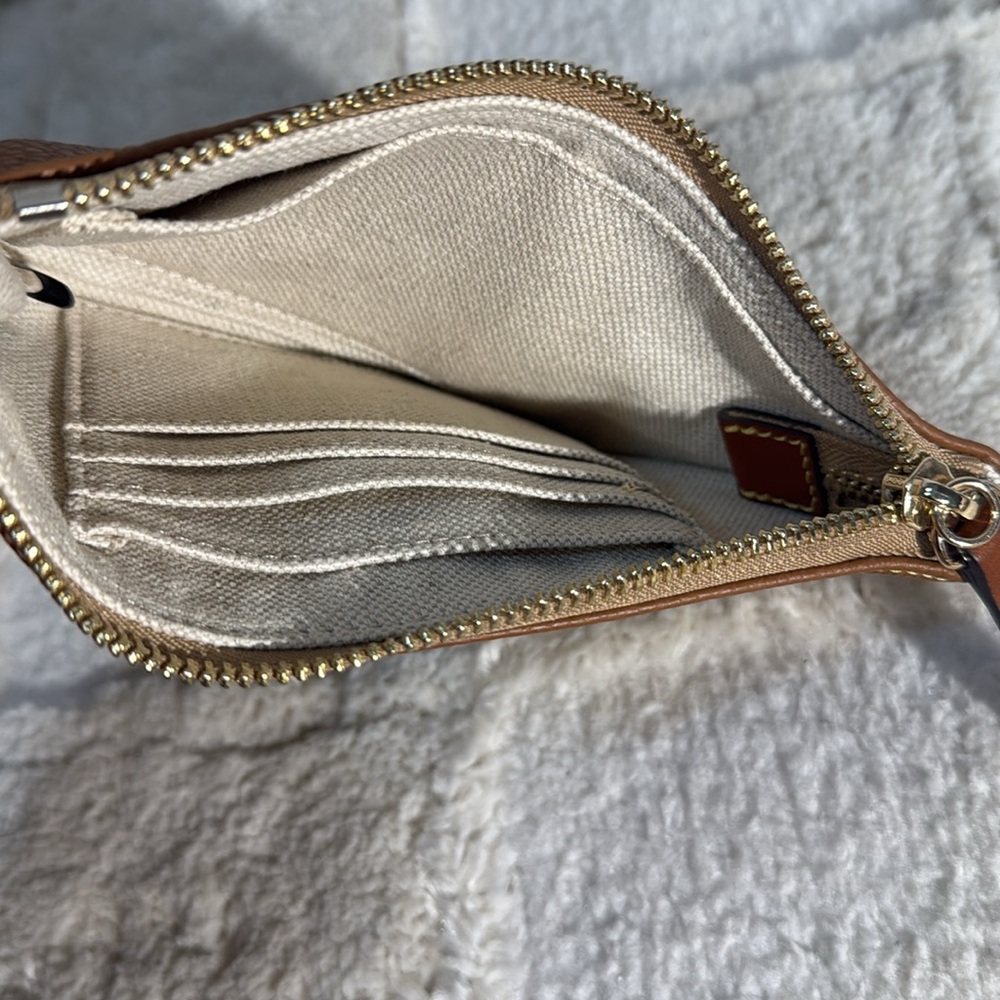 Dooney & Bourke Brown Leather Pebble Grain Wristlet - Picture 4 of 9
